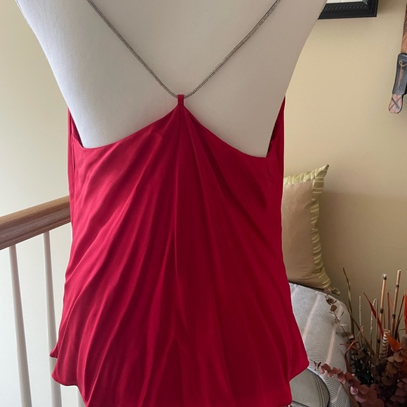 H&M Vibrant Satin Red Camisole with Faux Rhinestone Strap - Picture 9 of 12